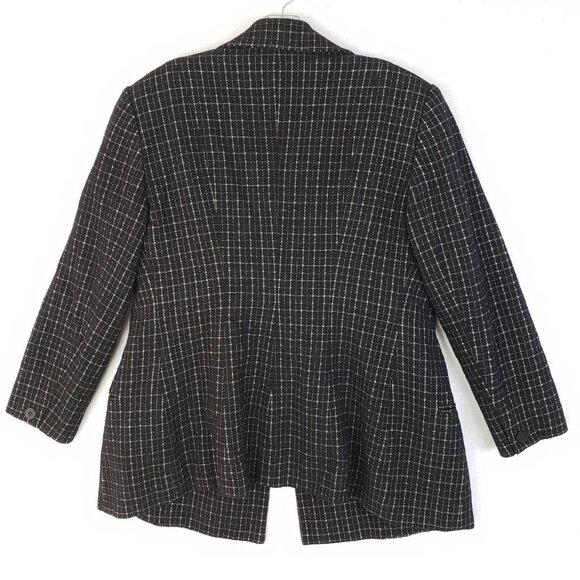 Vintage Donna Karan NY Wool Blazer Double Breasted Plaid size 10 Longline Career - Picture 6 of 14